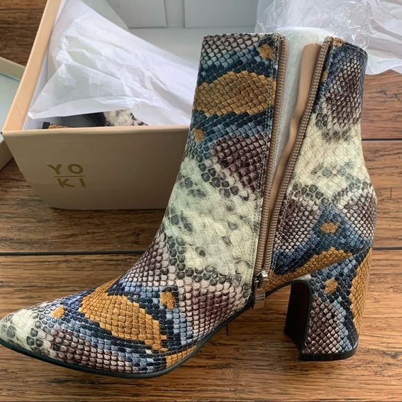 Yoki Shoes Yoki Multicolored Snakeskin Zip Up Heeled Boots Poshmark